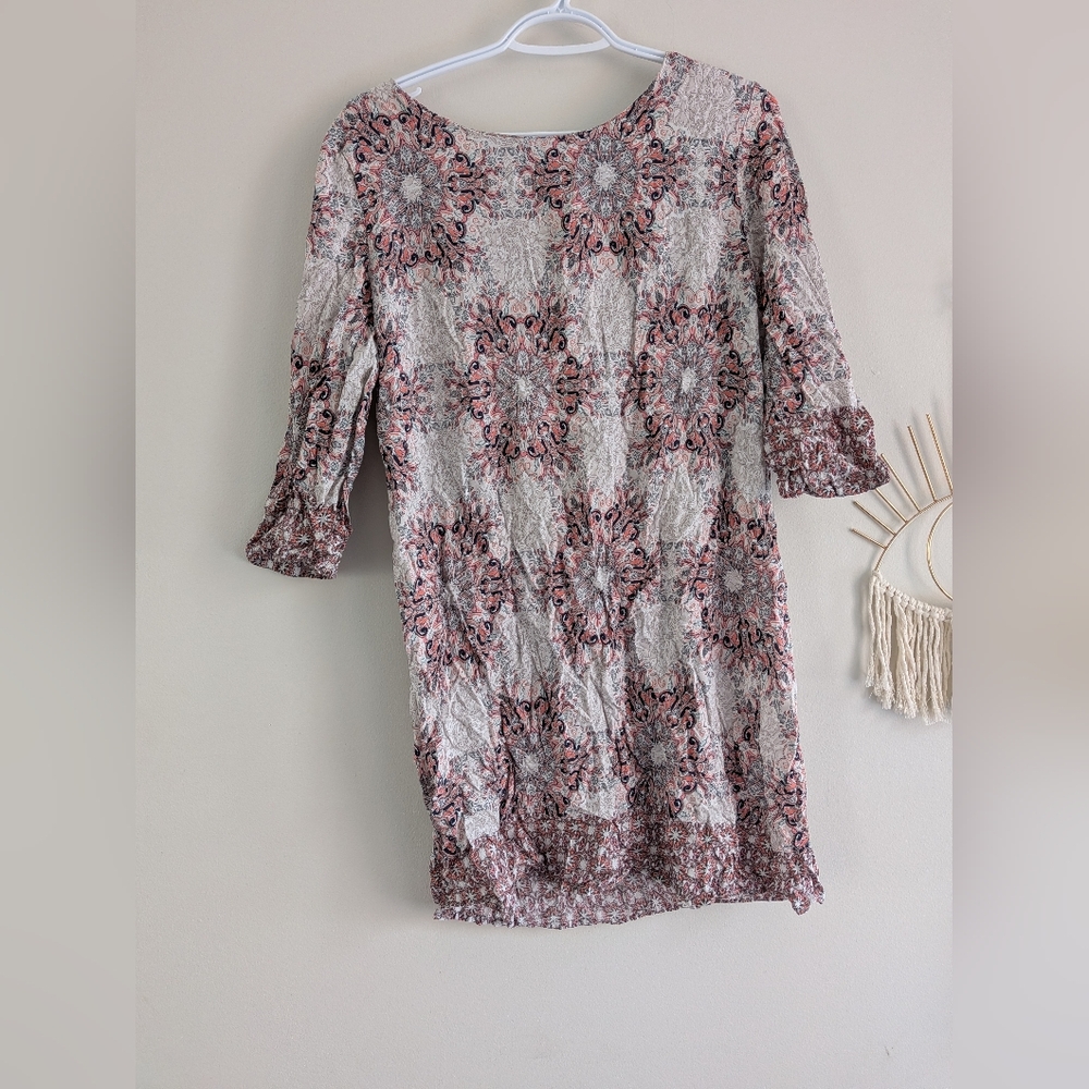 Moda. H 100% Cotton Chic Floral Long Sleeve Dress